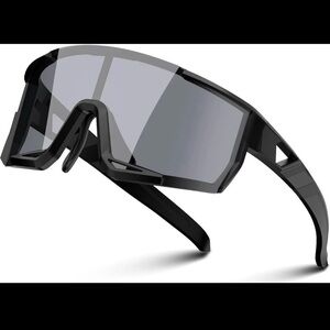 Black Performance Sports Sunglasses with Grey Lenses